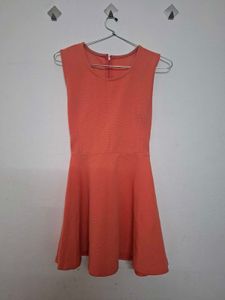 Women's Sleeveless Orange Skater Dress