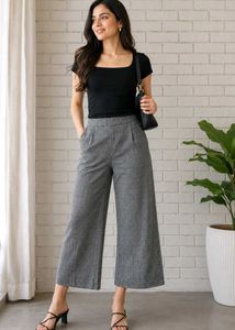 Chic Wide Leg Plaid Pants