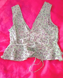Light Green Floral Peplum Top