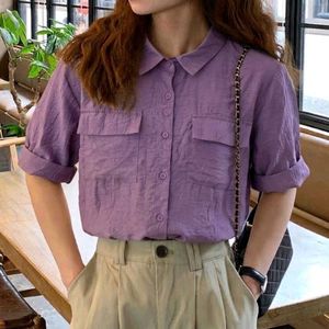 New with tag Purple Crinkle Short Sleeve Shirt