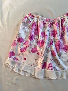 Rose print satin shorts