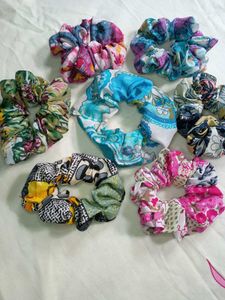 floral printed scrunchie set tie multicolor