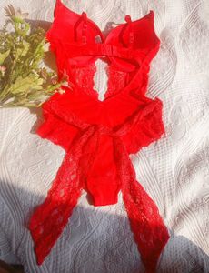 Red Lace Bodysuit Lingerie