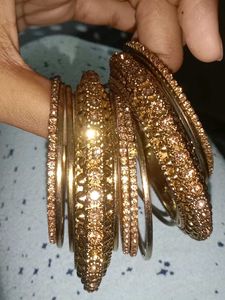 Golden Metal Bangles For Women