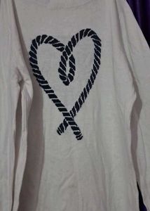 White Rope Heart Sweater