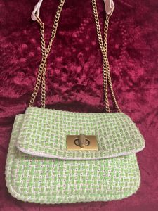 H&amp;M Green Tweed Chain Bag