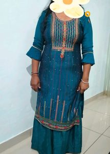 Navy Blue colour sharara suit with dupatta