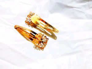 Golden Crystal Hairclips
