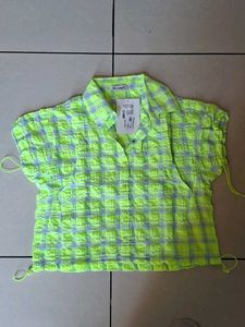 Neon Plaid Textured Shirt