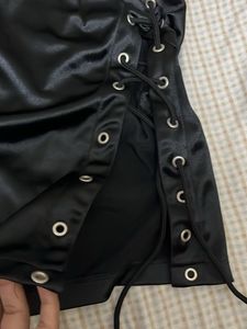 Edgy Black Lace-Up Mini Skirt