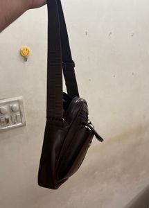 Brown Faux Leather Crossbody Bag