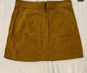 Suede Mini Skirt - Tan