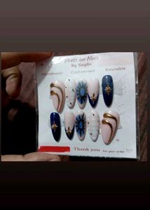 beautiful blue press on nails