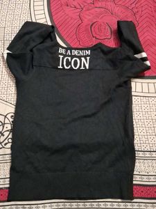 Black Graphic Print Sweater
