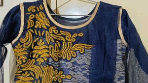 Navy Blue Anarkali Gown With Attatch Dupatta
