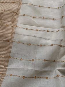Gold Zari Embroidered Tussar Silk Saree