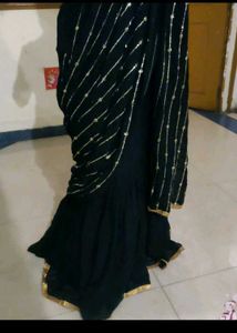 black fishcut designer lehenga