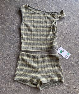 Newme (with tag) one shoulder striped Co ord set