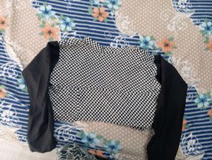 black and white checked shrug