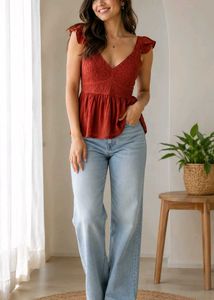 Chic Burnout Peplum Top size-30