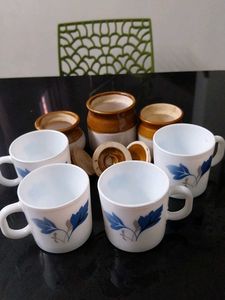 Set of 4 Larah Borosil Mugs &amp; 3 Jars