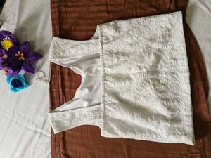 White Textured Sleeveless top