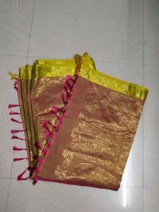 Green &amp; Pink Pure Kanchi Pattu Saree 💚💝