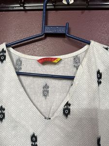 White &amp; Black Printed Kurta Set