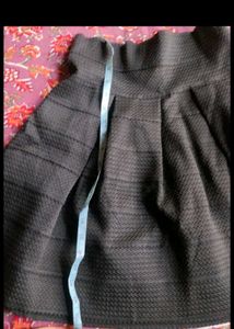 Black Textured A-Line Skirt