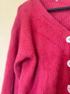 Cozy Pink Cropped Cardigan