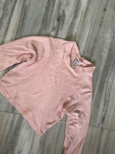 Cute Pink Long Sleeve Crop Top