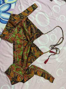 Bohemian Print Tie up top with Tassels