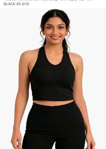 Ribbed Halter Neck Crop Top