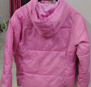 Pink Puffer Jacket with Hood