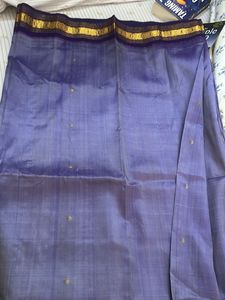 Elegant Purple Saree with Golden Border without bl
