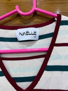 Striped V-Neck Sleeveless Knit Top