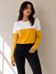 Colorblock Long Sleeve Top "Positive Vibes"