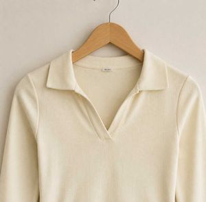Cream Long Sleeve Collared Top