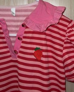 Cute Japenese Strawberry Striped Long Top