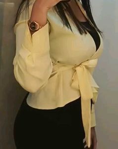 Chic Yellow Wrap Top