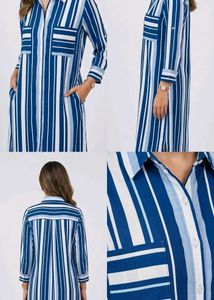 Blue Striped Shirt Dress