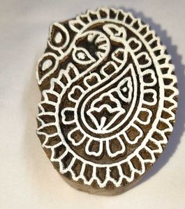 Wooden Paisley Print Block