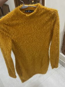 Mustard Fuzzy Bodycon Dress
