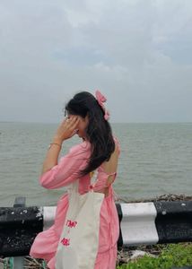 Pink Puff Sleeve Square Neck Dress