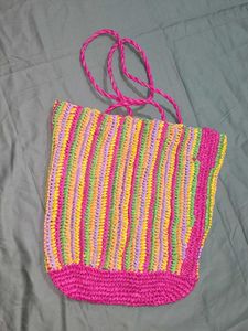 Colorful Woven Beach Tote Bag