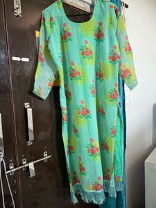 Vibrant Floral Kurta Set with Red Pants