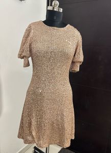 Sparkly Sequin Rose Gold Knee Length Dress