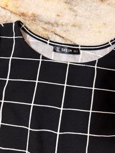Black &amp; White Grid Crop Top &amp; Skirt Set