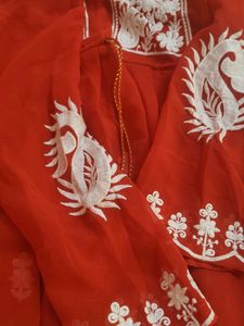 Red Embroidered Short Kurti