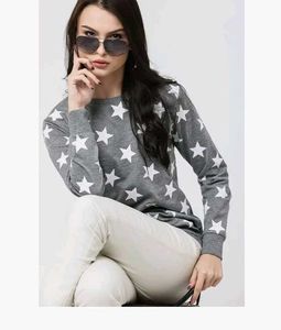 Grey Star Print Sweatshirt